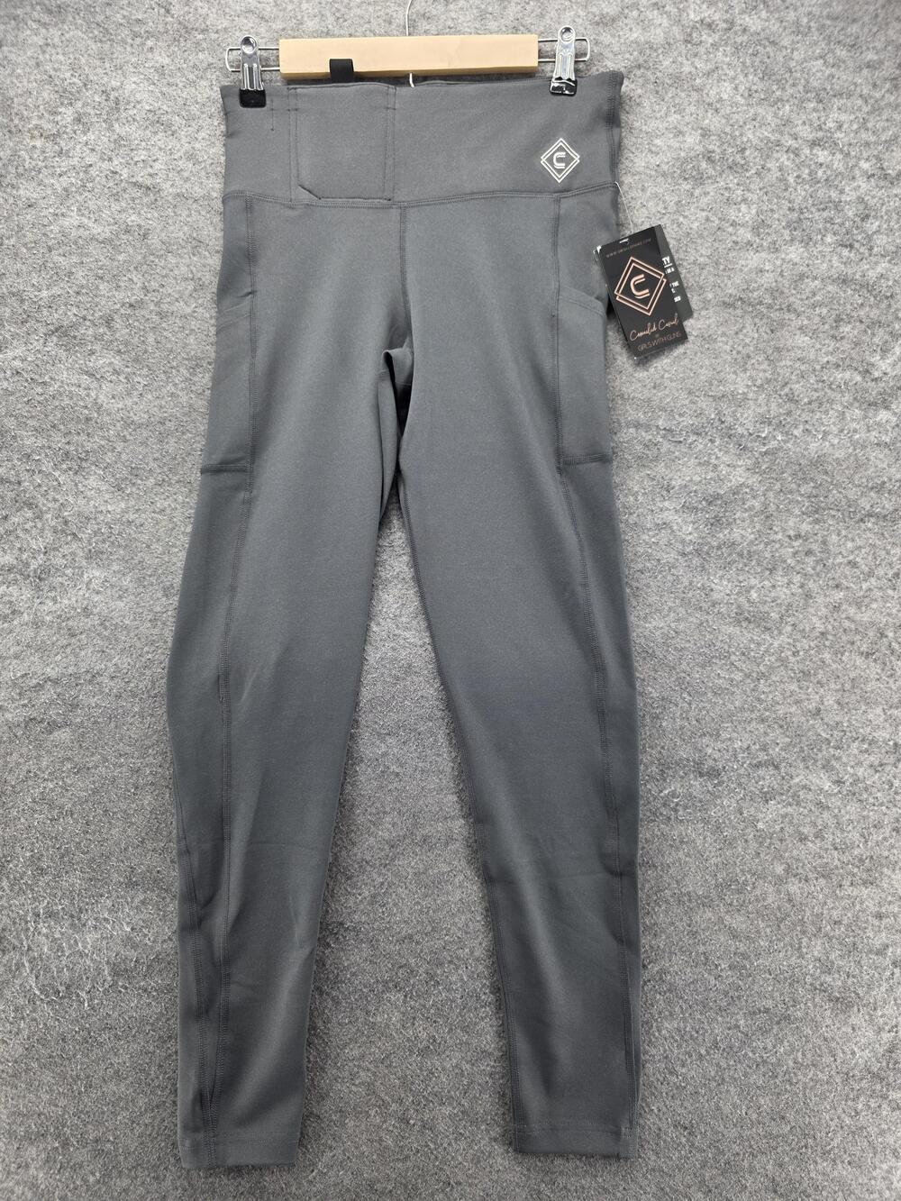 Girls With Guns Leggings Womens M Gray Ankle Pockets Elastic Waist Jersey